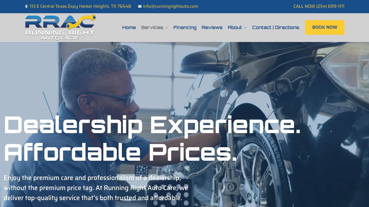 Running Right Auto Care website by Revolution Web Studios