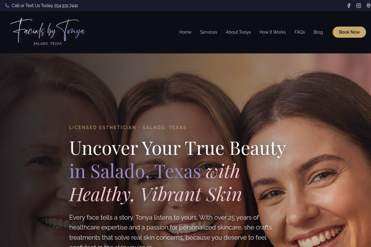 Facials By Tonya website by Revolution Web Studios