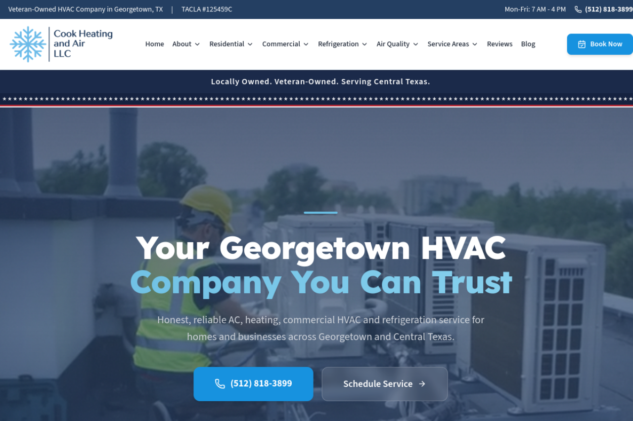 Cook Heating and Air website by Revolution Web Studios