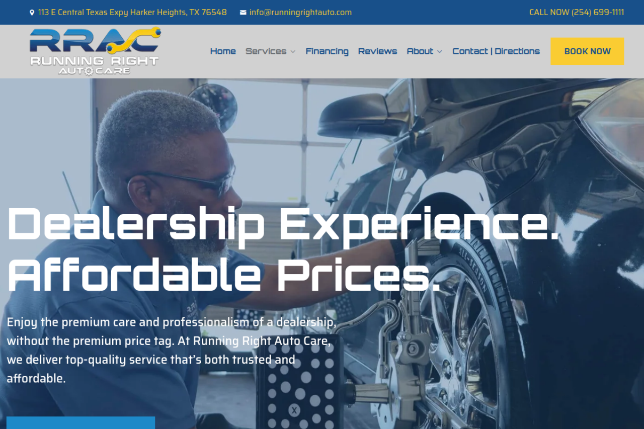 Running Right Auto Care website by Revolution Web Studios
